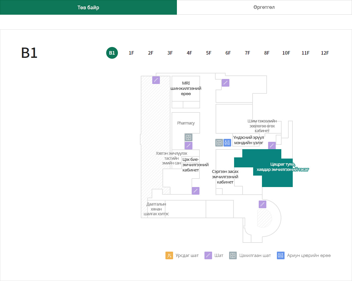 Цацраг туяа, хавдар эмчилгээний тасаг 위치이미지